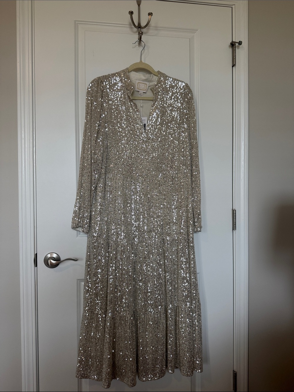 Sail to Sable Silver Sequin Maxi Dress